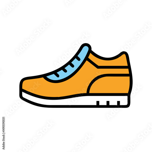 Orange and Blue Sneaker Vector Icon on Black Background