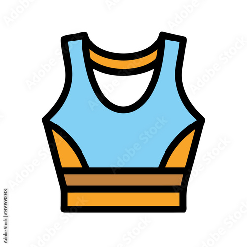 Blue and Orange Sleeveless Crop Top Icon