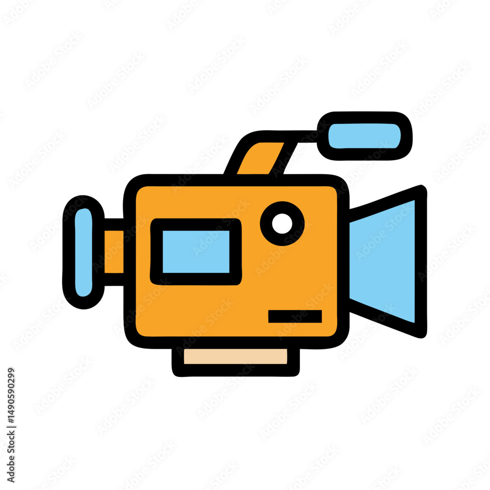Colorful Video Camera Icon on Black Background Colorful Video Camera Icon on Black Background