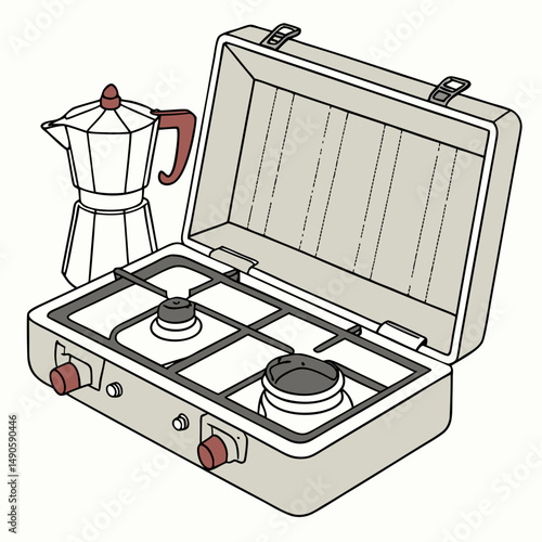 Portable camping stove with moka pot coffee maker