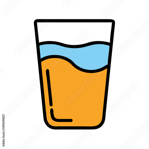 Orange Juice and Blue Layer Glass Vector Icon