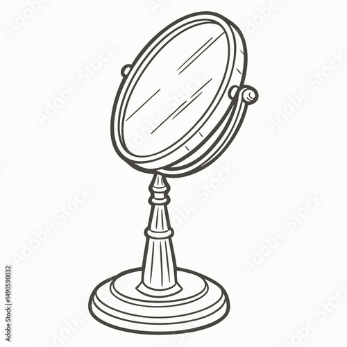Elegant vintage vanity tabletop mirror reflection
