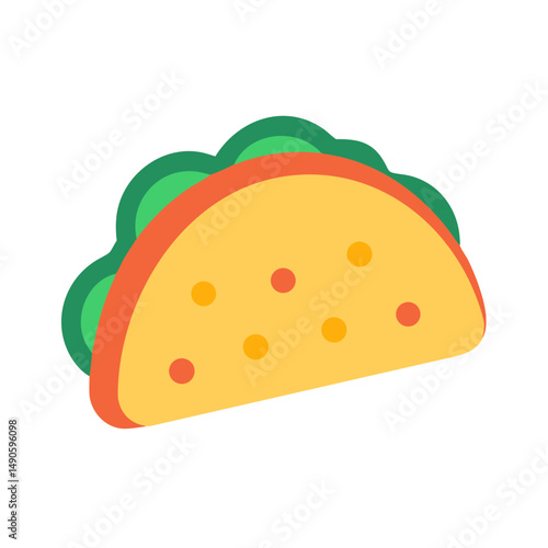 Colorful Flat Illustration of a Taco