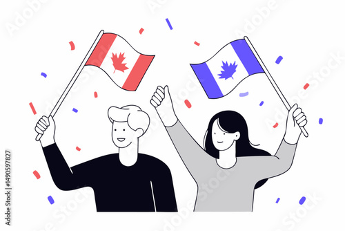 Detailed cartoon illustration showcasing happy and cheerful people expressing joy and positivity with vibrant colors and expressive facial features