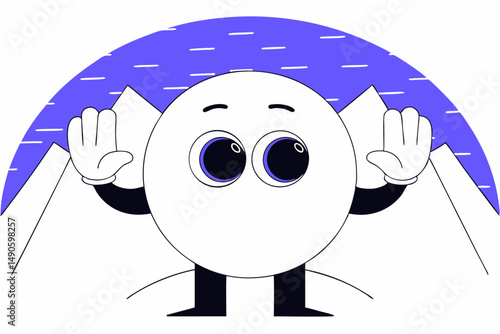 Detailed grey scale cartoon character sugar cube illustration with a distinctive look ideal for creative branding and entertaining content