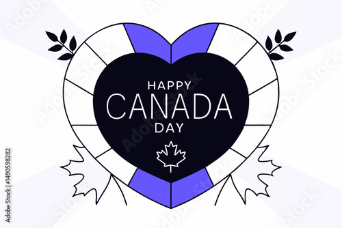 Detailed heart shape design featuring the Canada flag and maple leaves symbolizing patriotism and national pride with artistic and creative flair