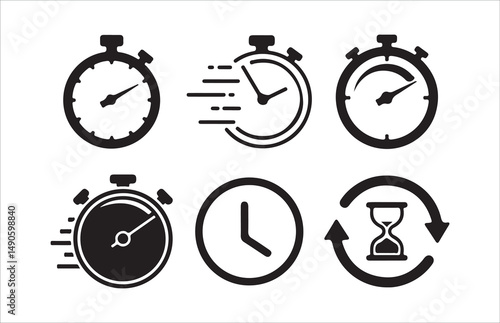 Time and Clock line icon set. Included Clock, Stopwatch, Victor illustrations  Eps 10.