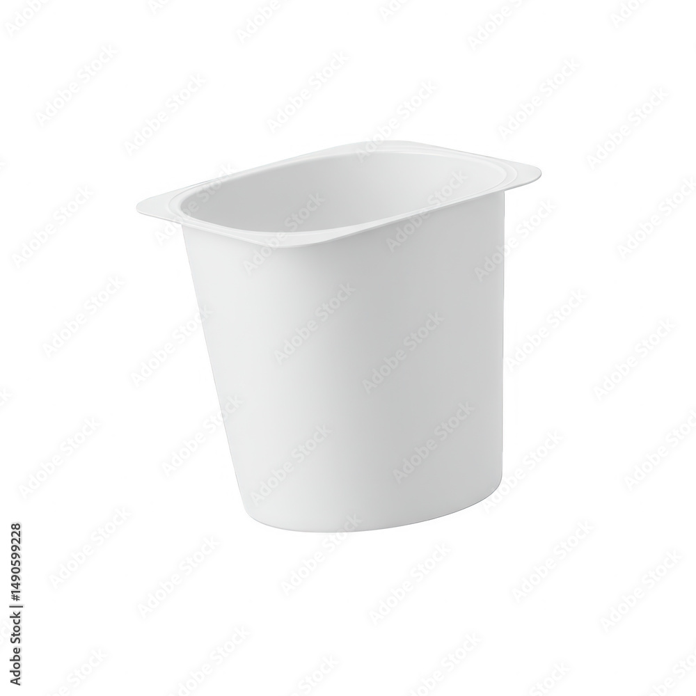 Empty yogurt cup isolated on transparent background for food packaging mockups.