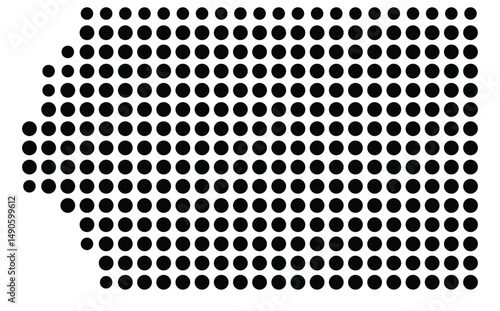 Symbol Map Of the County Plymouth (Iowa, US) showing the County with a few black dots