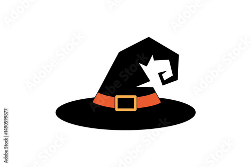 Black halloween witch hat costume accessory vector