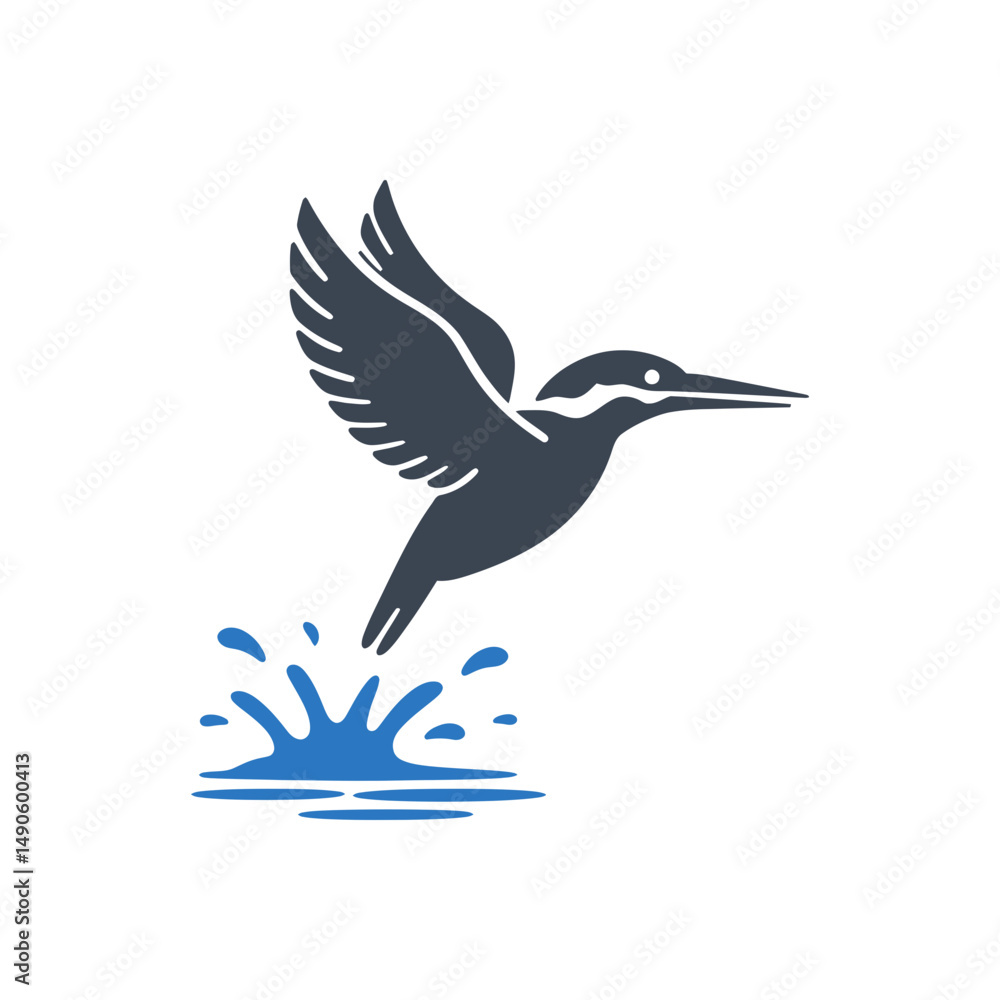 Obraz premium Kingfisher Water Splash Icon