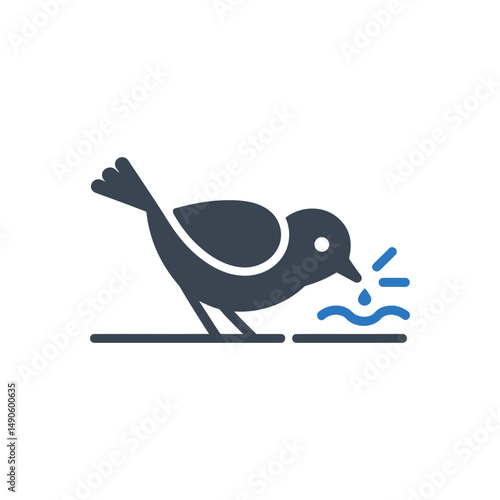 Bird Drinking Water Icon