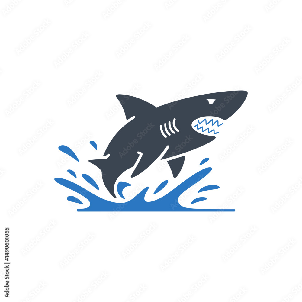 Obraz premium Shark Water Splash Icon