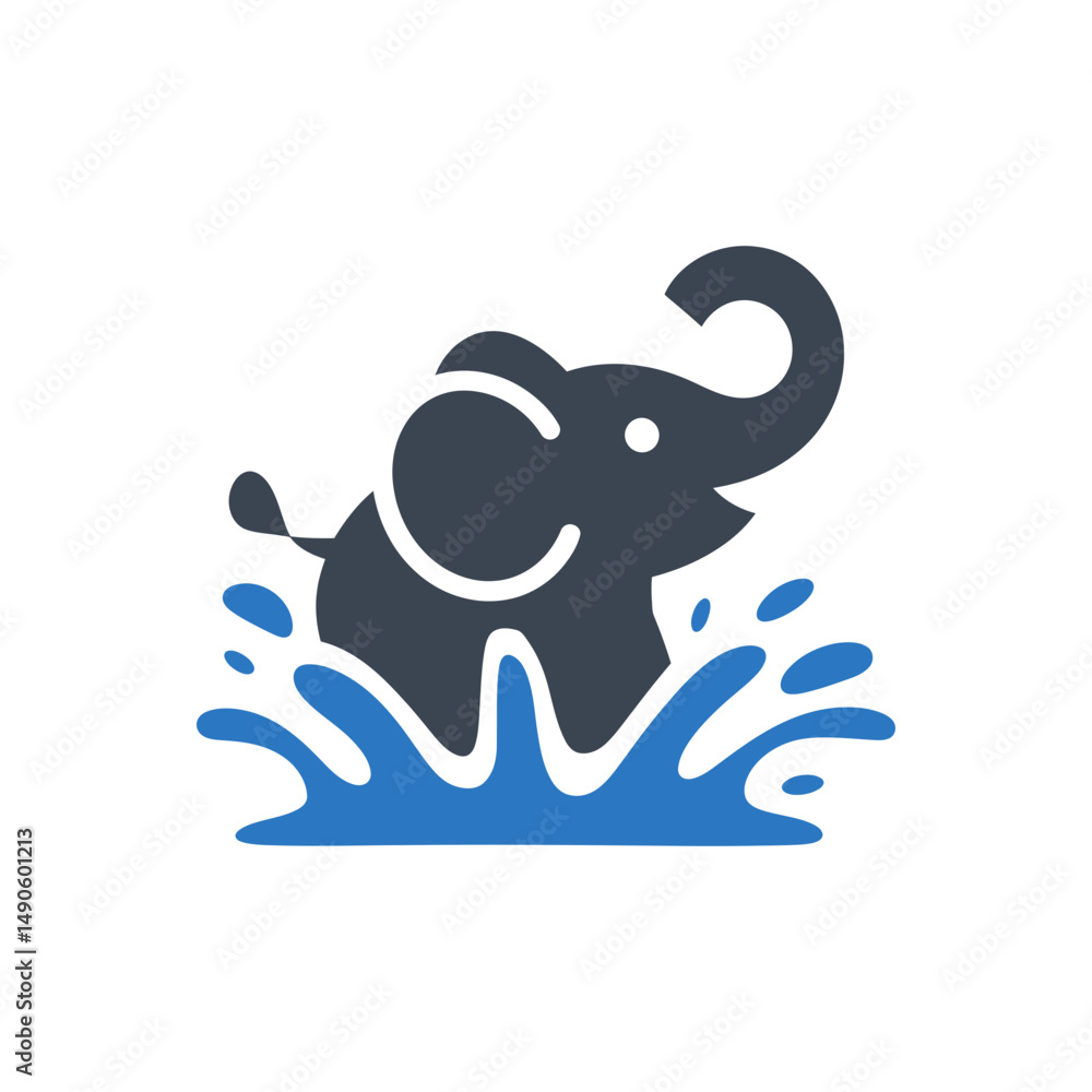 Fototapeta premium Playful Elephant Splash Icon