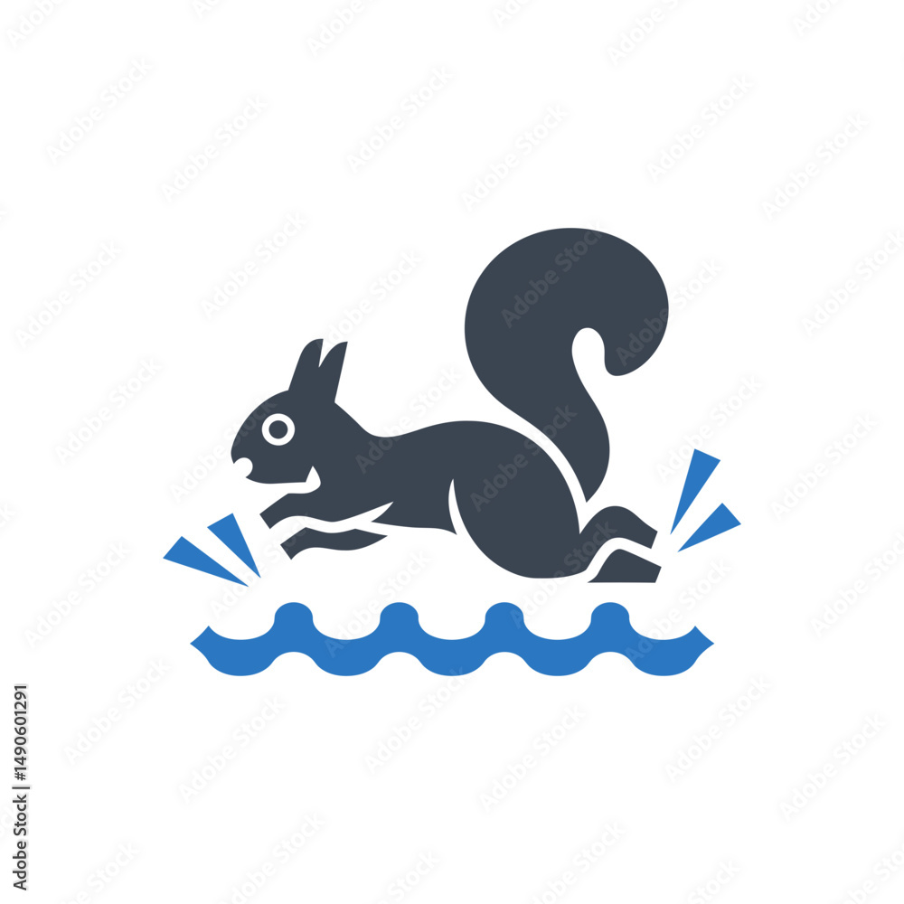 Obraz premium Squirrel Water Crossing Icon