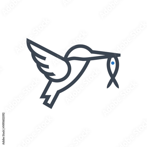 Bird catching fish icon