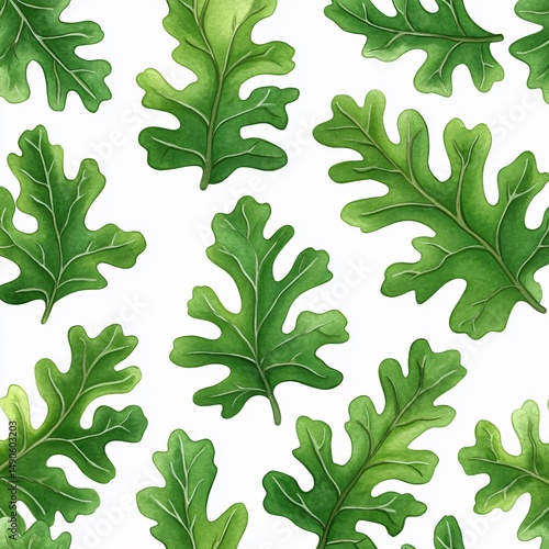 Seamless green oak leaves pattern abstract nature design background art minimalist environment aesthetic viewpoint organic concept for visual appeal