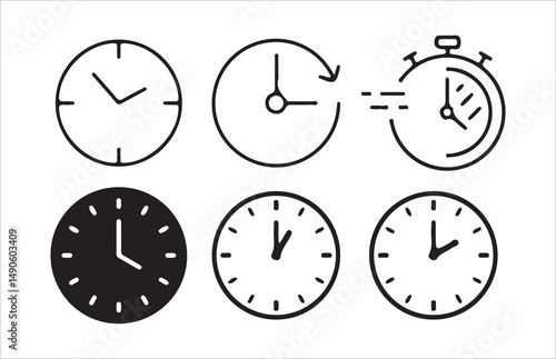 Time and Clock line icon set. Included Clock, Stopwatch, Victor illustrations  Eps 10.