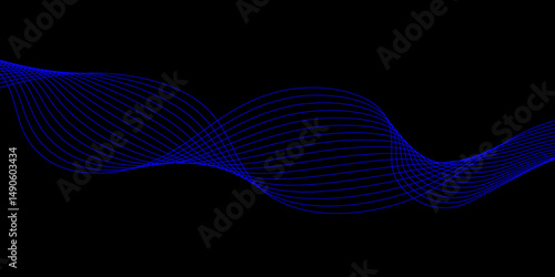Abstract blue background with a glowing abstract waves. Abstract wave element for design. Digital frequency track equalizer, Futuristic background design. Long exposure, Light painting photography.