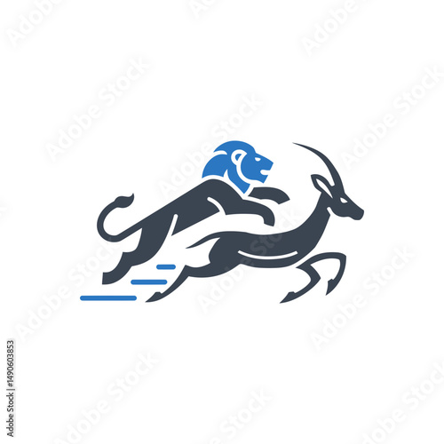 Lion Chasing Antelope Icon