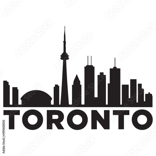 Toronto City skyline Vector black silhouette. with white background