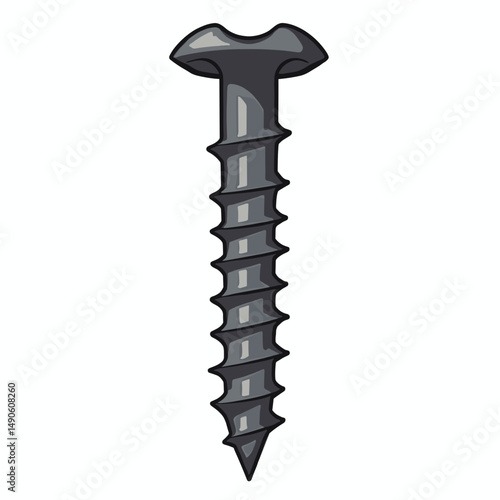 highquality gray screw with shiny head  isolated on white background