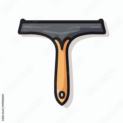 cartoon brush with wooden handle and yellow bristles