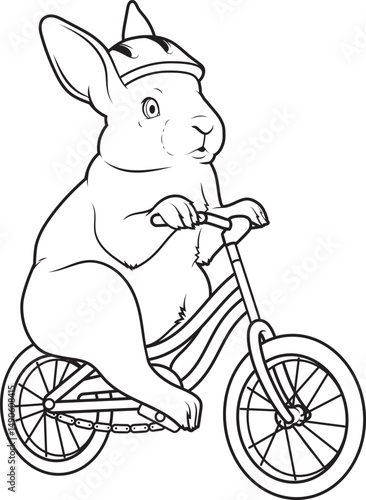 Rabbit Bicycle Animal Vector Graphic Art Illustration