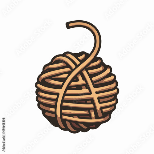 handmade rice paper ball decoration with brown twine  craft supply illustration