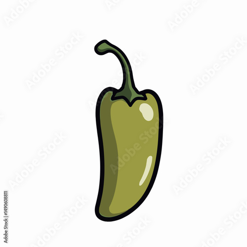 vibrant green jalapeno pepper illustration