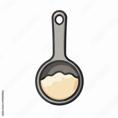 cooking pan with flour  food preparation illustration