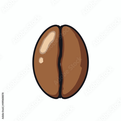 coffee bean illustration with brown roasted nut
