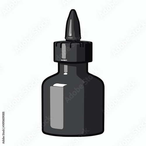 black bottle with dropper  medical supplement container