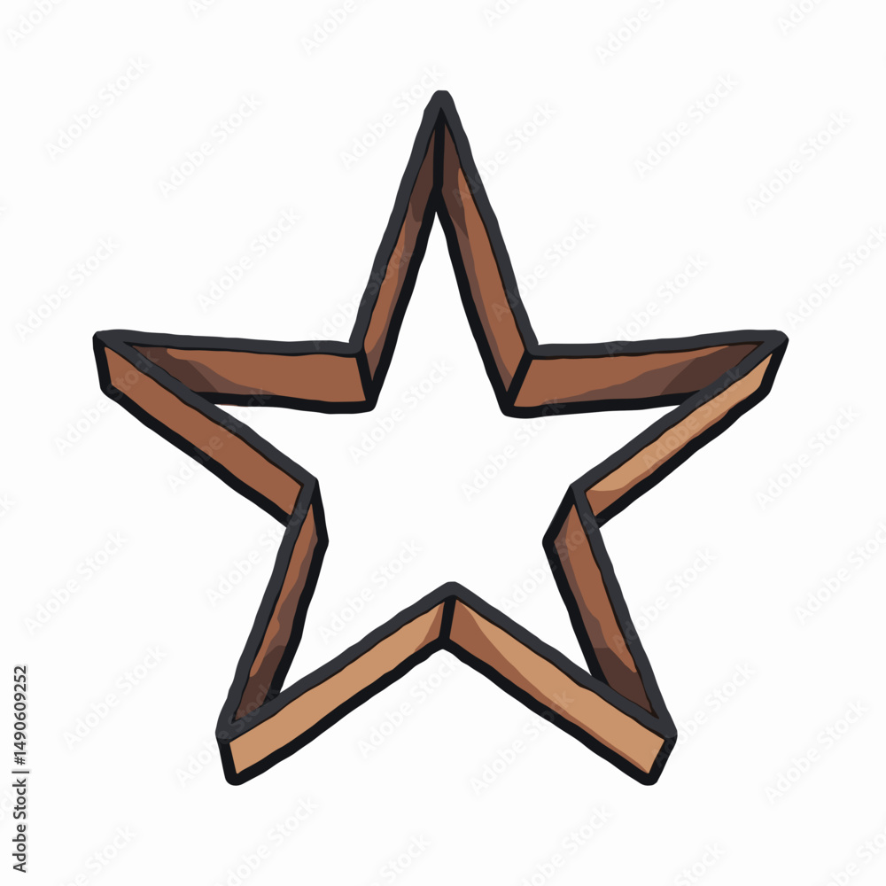 Obraz premium cartoon star with brown outline and white center