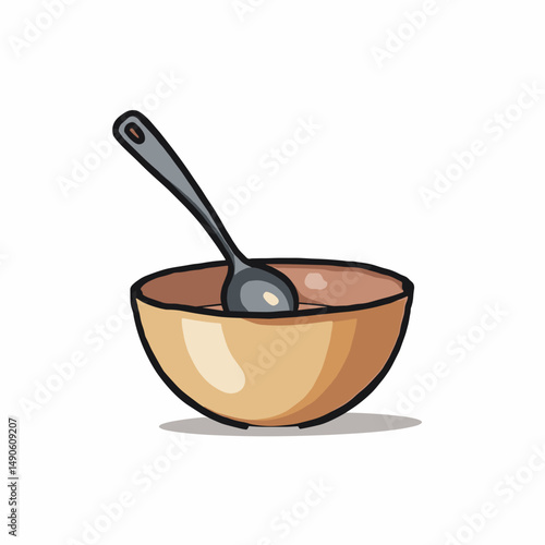 cartoon bowl of oatmeal with spoon