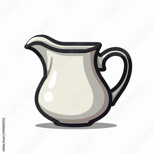 vintage cream pitcher with handle  handcrafted ceramic decoration
