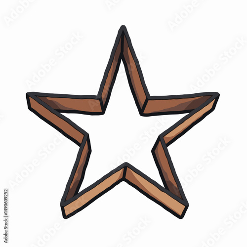 cartoon star with brown outline and white center