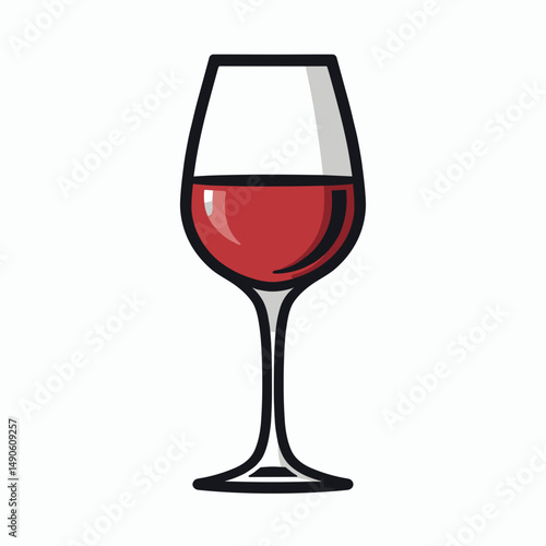 wine glass icon with red wine  vector illustration