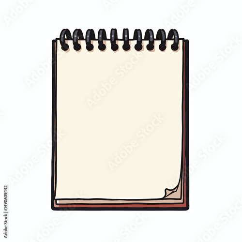 spiral notebook with blank pages, brown cover, black wire binding