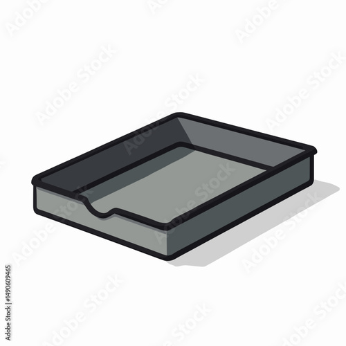 gray plastic tray with handle  empty storage container