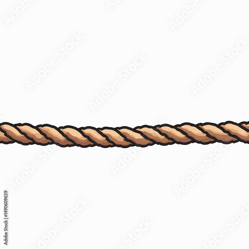 cartoon rope with knots, brown and white illustration
