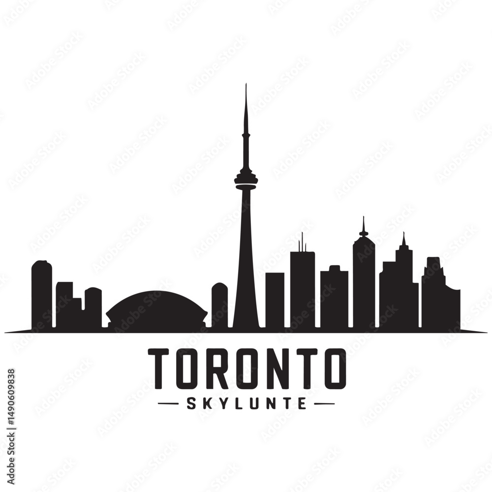 Obraz premium Toronto City skyline Vector black silhouette. with white background