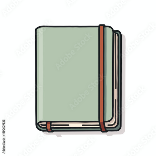 vintage green notebook with brown strap