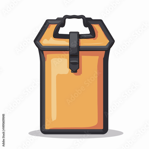 vibrant orange battery pack with black handle  stock illustration