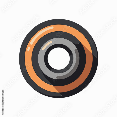vibrant orange and black rubber tire with metal hub
