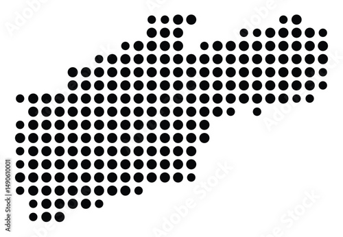 Symbol Map Of the County Harlan (Kentucky, US) showing the County with a few black dots
