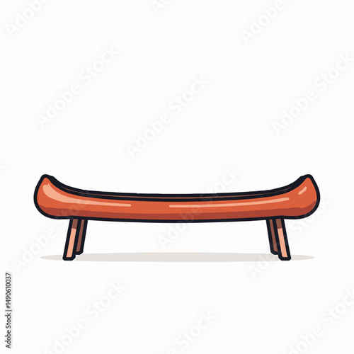 cartoon hot dog bench with brown and red accents