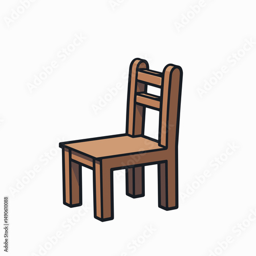 wooden chair with brown seat and backrest