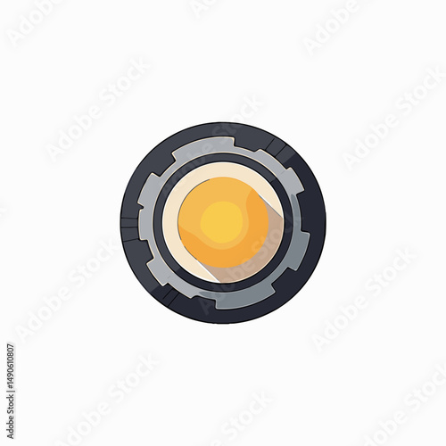 hightech circular gadget with yellow center and gray rim
