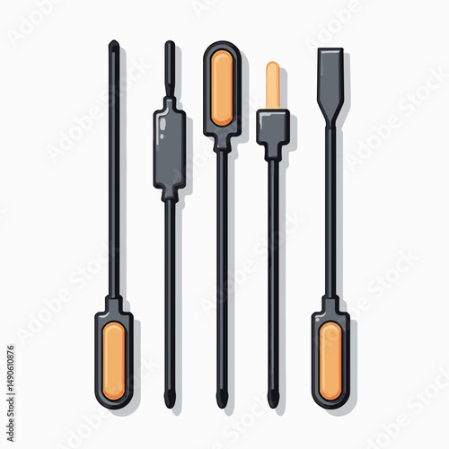 electrical tools set with black and orange handles  vector illustration